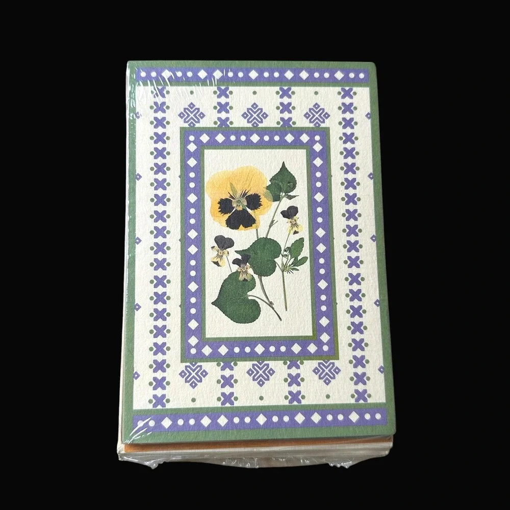 Vintage 1982 Current Inc French Country Note Cards Pansy Floral 12 Count Sealed